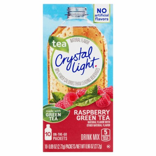 50 10-Packet Boxes Crystal Light Raspberry Green Tea On The Go Drink Mix