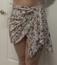 Isabel Marant Mosaic Tile Print Silk Draped Mini Skirt - 38