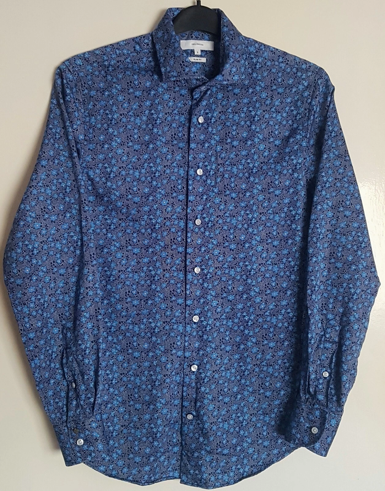 2BLIND2C Danish designer men's floral long sleeve shirt...Slim fit, size S