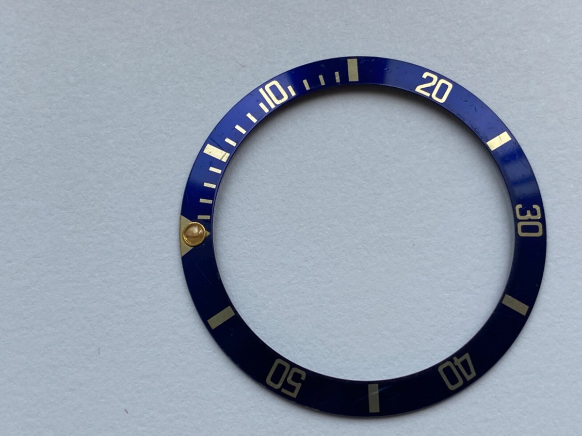 ROLEX純正16613 16803 エイジングゴーストベゼルゴールドレター太字 Rolex Submariner Date 16613 16803 16808 16818 Blue Bezel Insert
