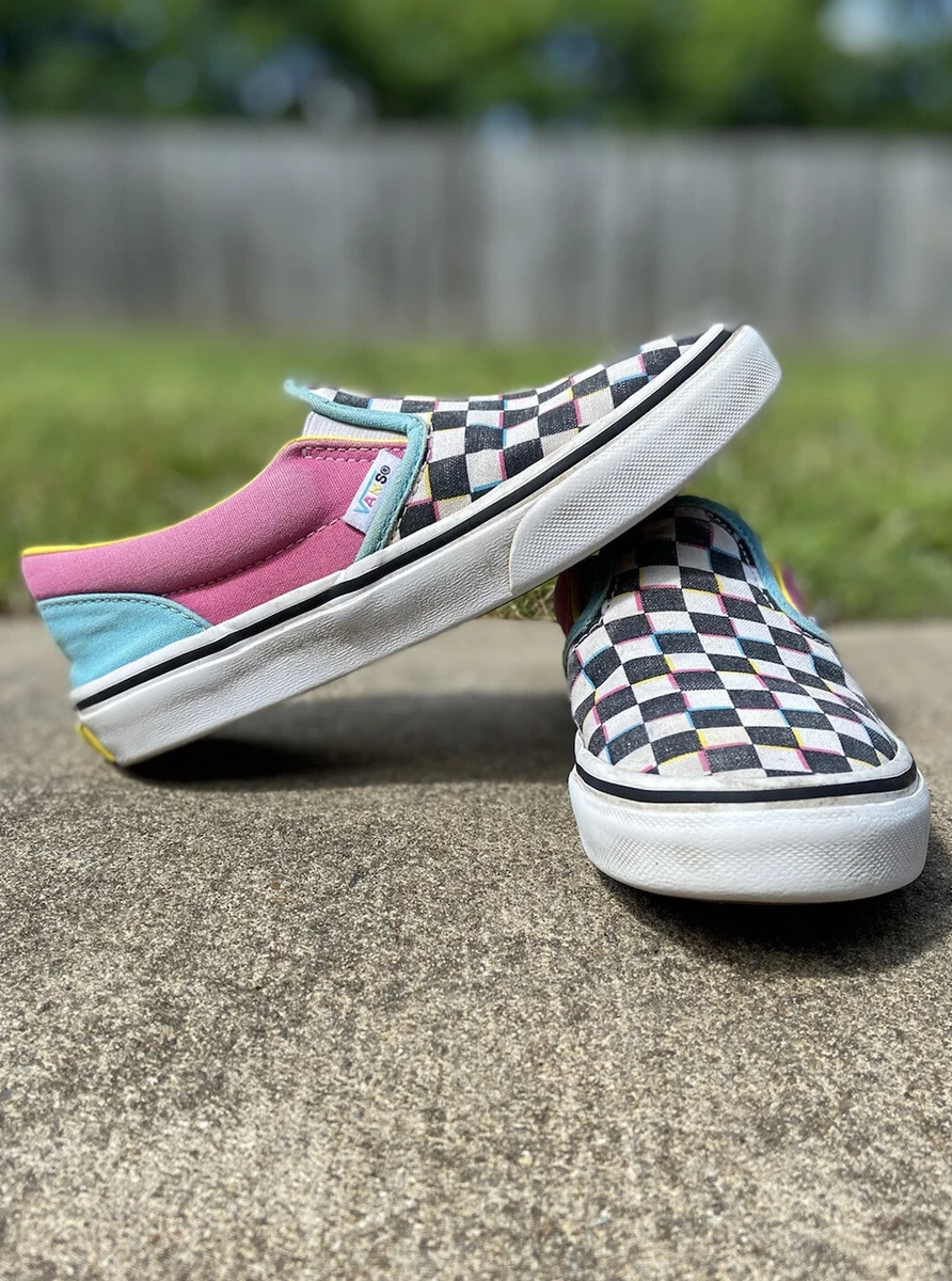 komfortabel Erhvervelse Transcend VANS Old Skool Chex Skate-Kids 2-Checkerboard Blue/Pink/Yellow-751505 | eBay