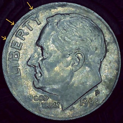 1999 P Dime error broadstruck - Picture 2 of 10