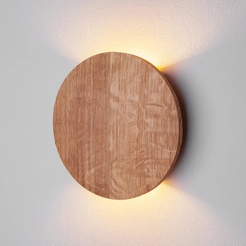 Natural Brown Wall Lighting Hand Crafted Round Modern Sconce Decorative Lamp - image 3 of 4