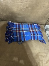 Polo RALPH LAUREN Adult Unisex SCARF Plaid 100 Merino WOOL ONE SIZE Tassle NEW