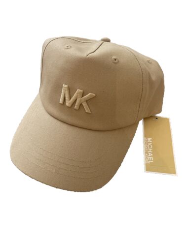 NWT MICHAEL KORS Baseball Hat MK Logo Baseball Cap Khaki Beige Embroidered Tags - Picture 1 of 5