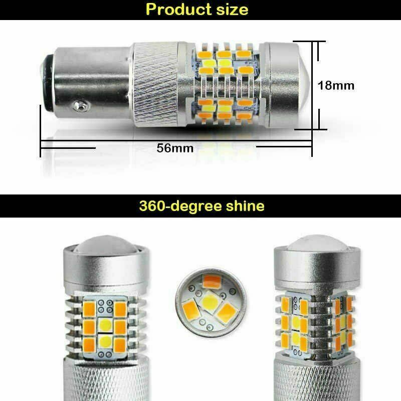 2x 2357 Switchback White/Amber LED Turn Signal Light Bulbs for