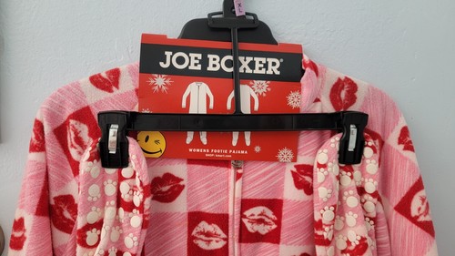 Joe Boxer Womens Footie Pajamas Pink Red Lips One Piece Sleepwear Size XL - Picture 18 of 24