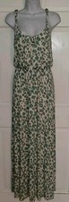 LOFT turquoise Gray Leopard Stretch Pullover Maxi Long Strappy Sundress Dress S