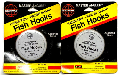 2 Packs Seaway Handi-Pak Razor Sharp Fish Hook 35-Piece Assortment Set - 5 Sizes