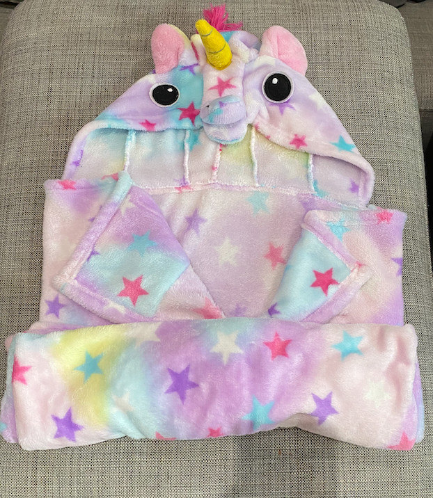CozyBomB Unicorn Fleece Soft Throw Blanket/Hooded Plush Bathrobe wrap-girls