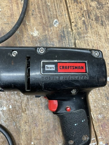 Taladro vintage Craftsman de 3/8"" con caja de metal marrón dorado comprado 1960 papeleo - Imagen 10 de 18
