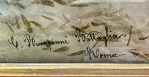 CLELIA BOMPIANI BATTAGLIA Italy, 1847-1927 Watercolor Painting Signed - Picture 7 of 11