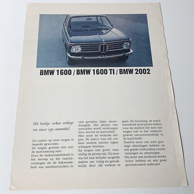 BMW 1600 / TI 2002 / XL Prospekt Folder Brochure / 4P / NL