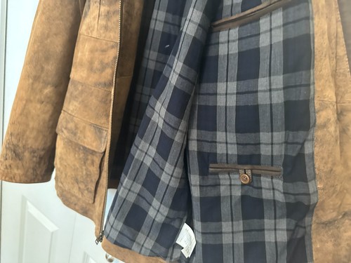Chaqueta de Cuero Carbono 2 Cobalto Talla XL Para Hombre Genuina Cordero Marrón Bolsillo - Imagen 7 de 14