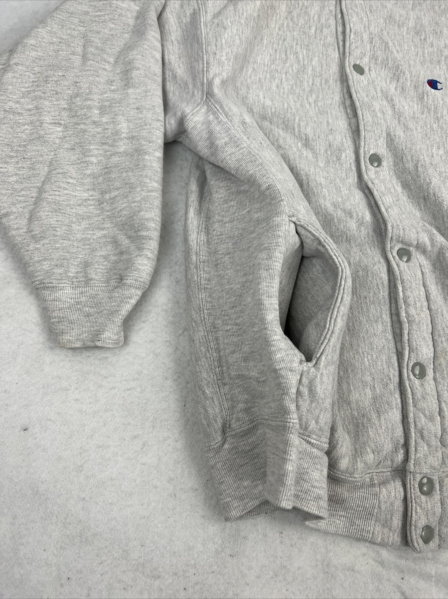 Vintage 90s Champion Reverse Weave Grey Cardigan Button Up
