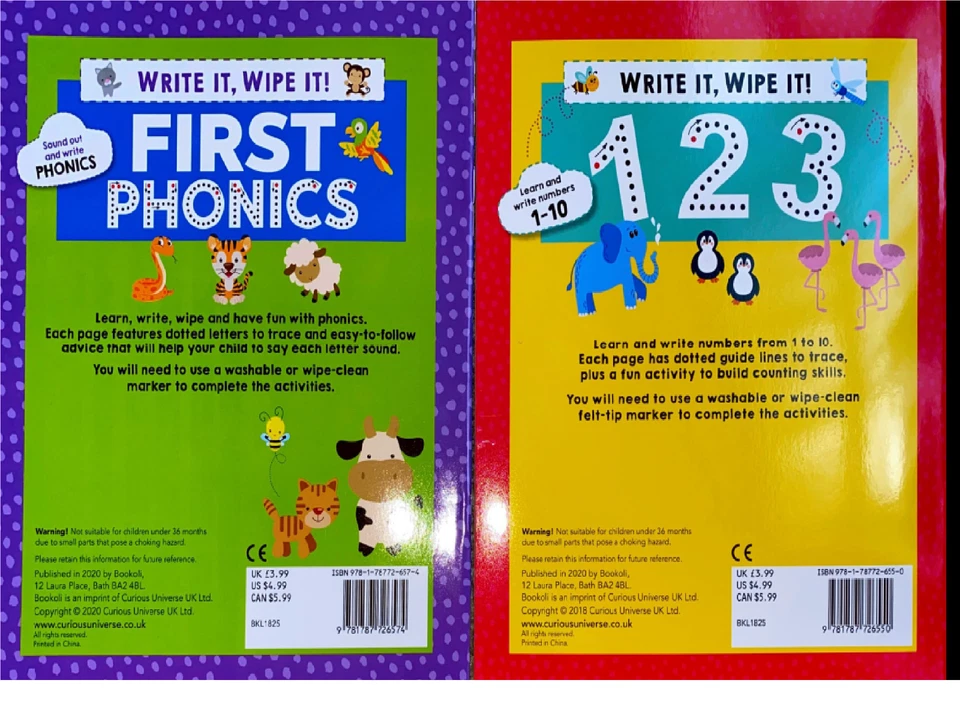 Wipe Clean Books 3+ Write it, Wipe it First Numbers & First Phonics Preschool - Image 2 of 3