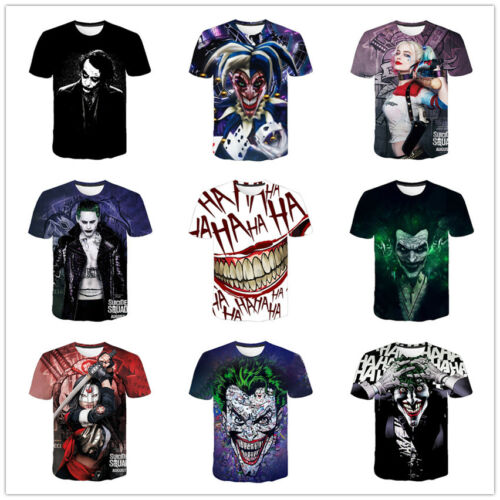 Harley Quinn The Joker 3D printed t shirts Short Sleeve tops basic tee for kids - Zdjęcie 1 z 21