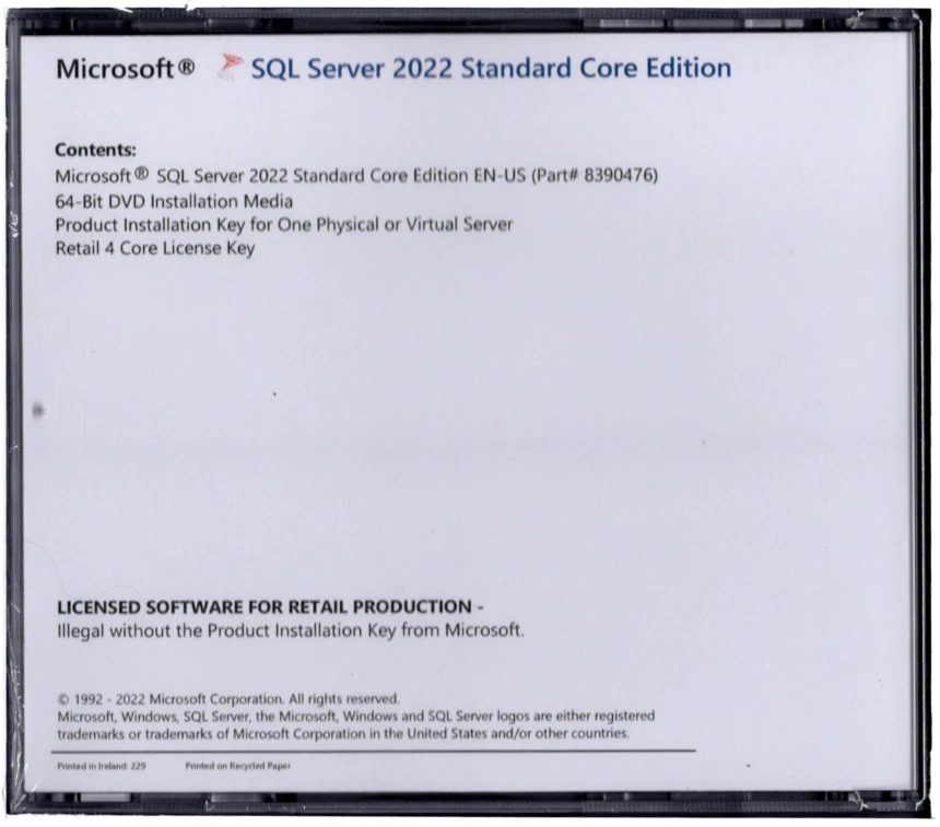 Microsoft SQL Server 2022 Standard with 4 Core License, unlimited User CALs - Image 3 of 3