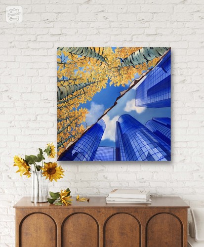🔵 Skyward Daydream | Original Painting Architecture Trees Art Decor Colorado - Picture 6 of 6