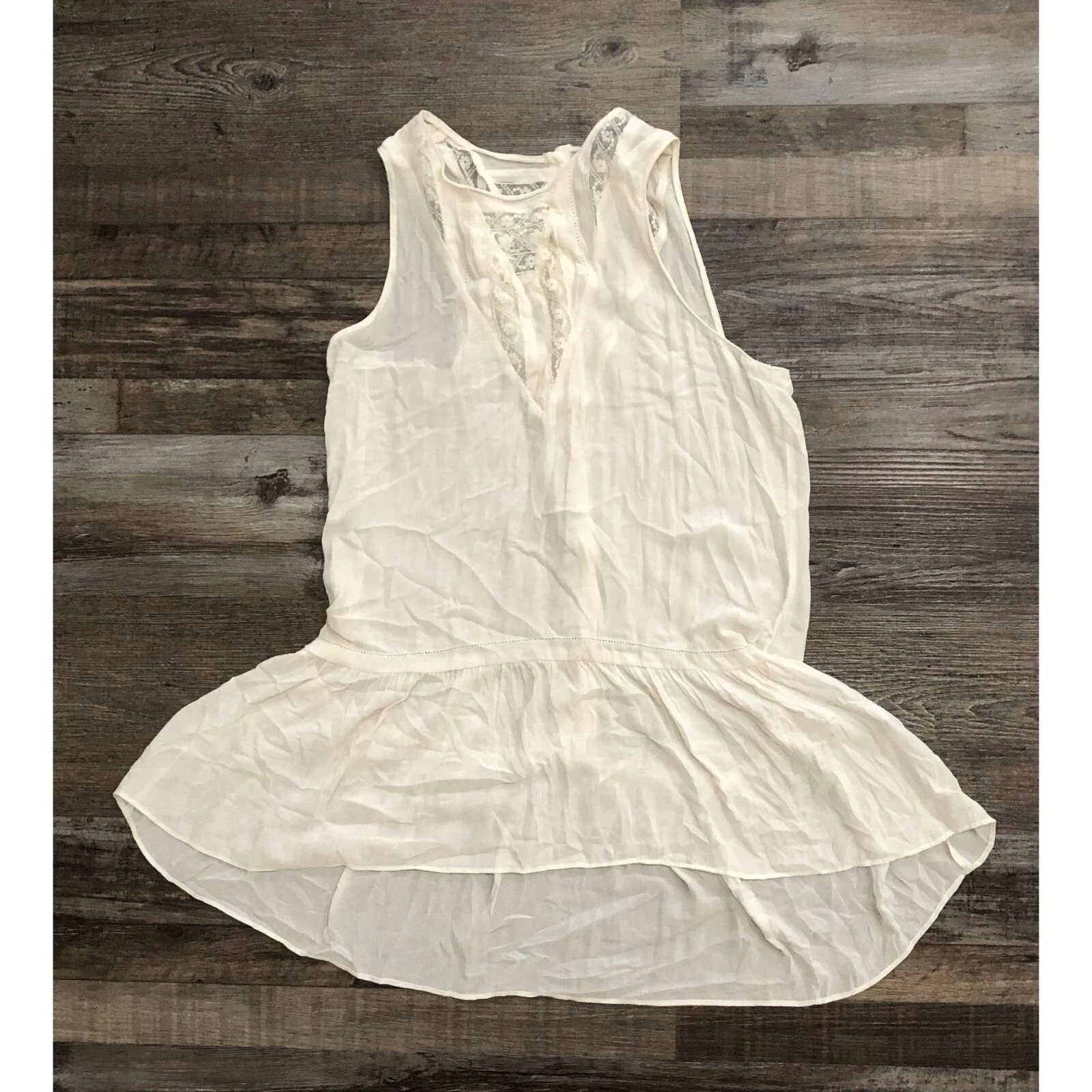 OFF WHITE Zara Basic abito senza maniche da donna XS Off bianco pizzo