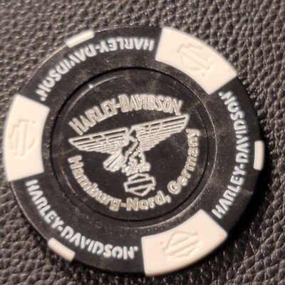 HD HAMBURG-NORD/SUD ~ GERMANY ~ (Black/White) Harley Davidson Poker Chip