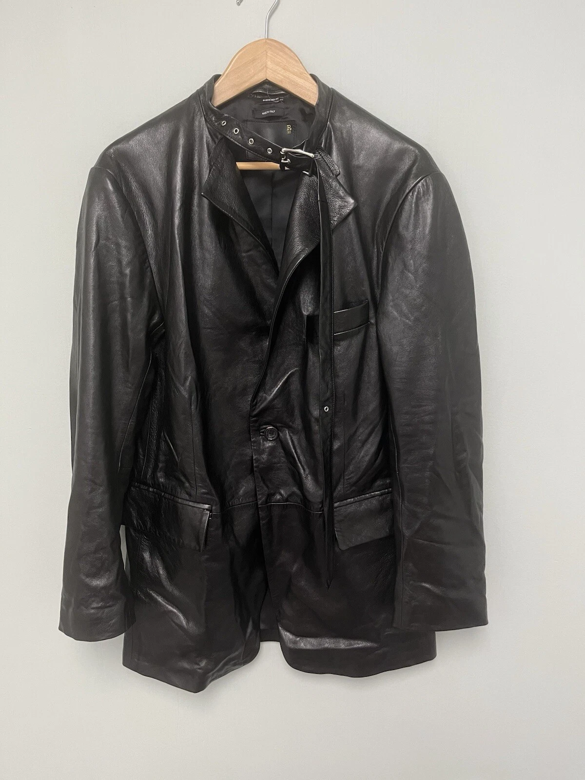 $2995 New R13 Belt Collar Leather Jacket Small Goth Glam Rock Owens Avantgarde - product detail image 7