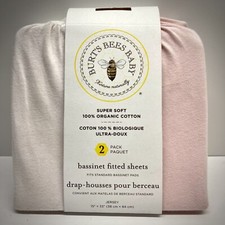 Burt's Bees Bassinet Fitted Sheet Organic 100 Cotton Pink Unisex 15" x 33" New