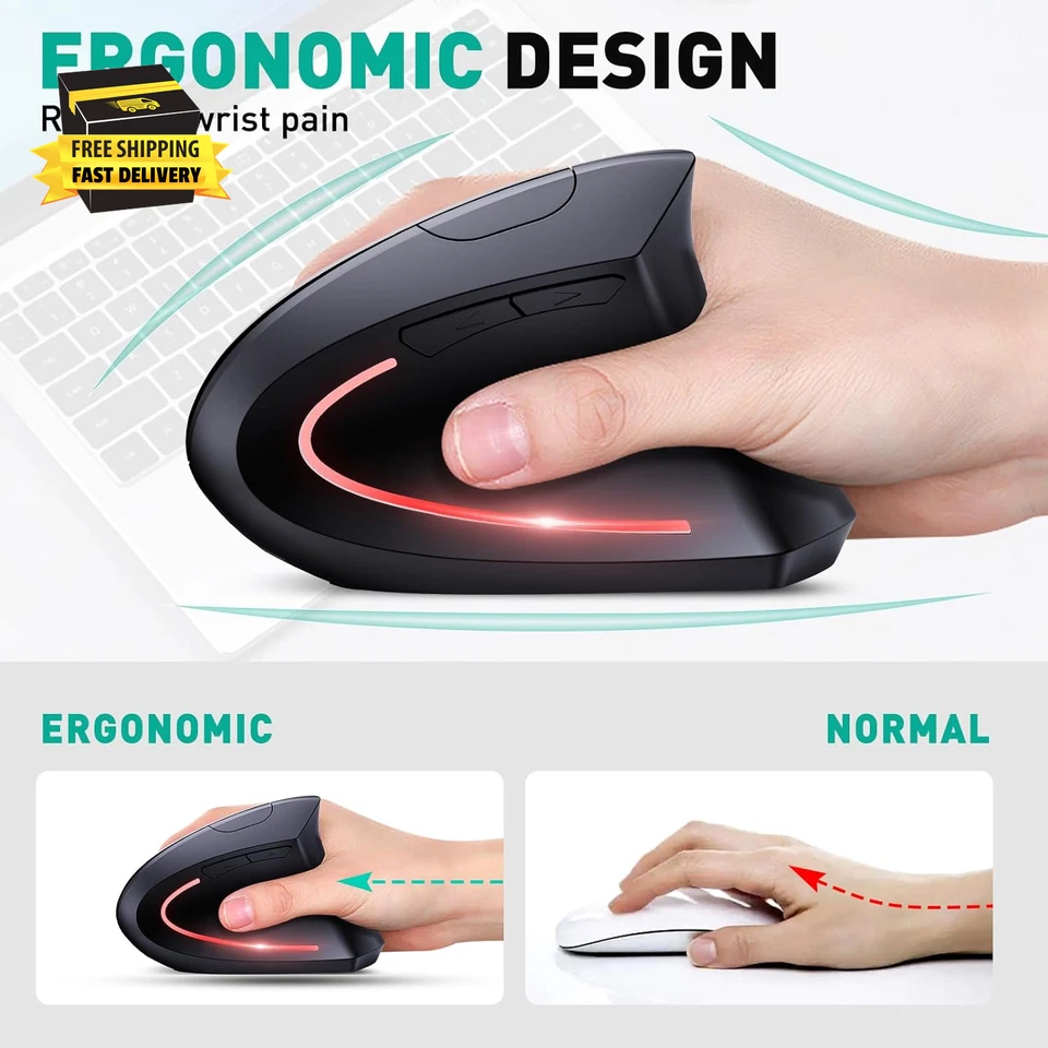 Bluetooth and 2.4G (2-In-1) Rechargeable Wireless Mouse, Ergonomic Vertical Desi - Image 3 of 4
