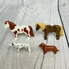Vintage Geobra Playmobil RARE ANIMAL LOT Dogs And Horses Red White Pinto Brown