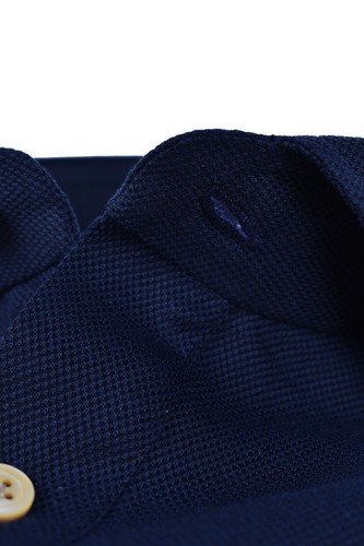 NUEVO Fralbo Napoli hecho a mano piqué stretch shirtpolo EU 48 = M AZUL MARINO - Imagen 3 de 5