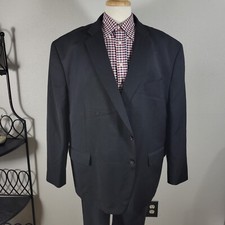 Stafford Mens Sport Coat Blazer Two Button Travel Stretch Wool Poly Black 54BREG