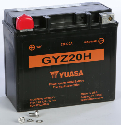Yuasa High Performance GYZ Case Size AGM Battery GYZ20H YUAM72RGH Made in USA