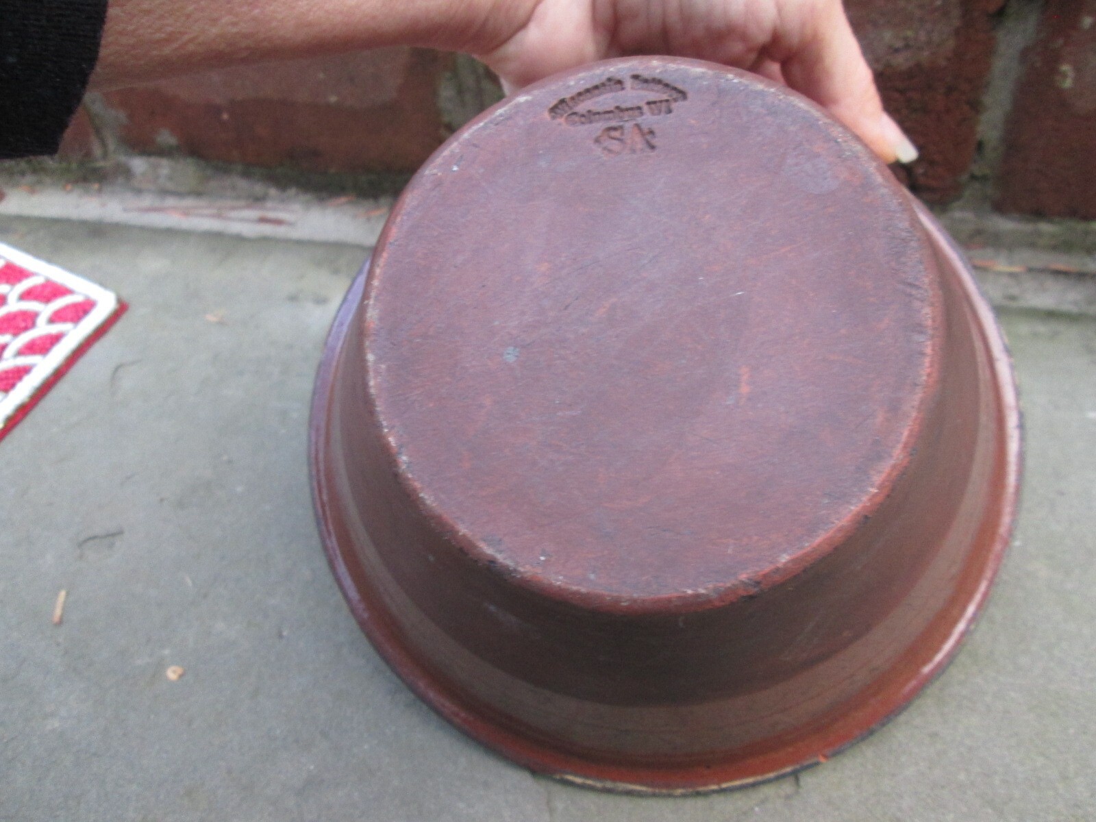 WISCONSIN POTTERY SIGNED REDWARE BOWL MUSEUM GLAZE RARE VINTAGE