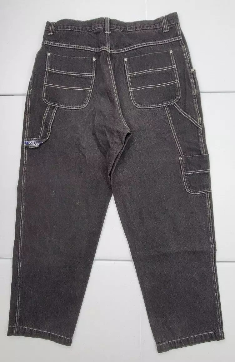 KARL KANI 38x34 Vintage Y2K Hip Hop Baggy Jeans Pants Black
