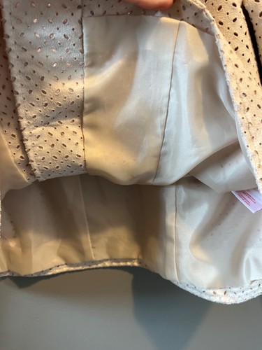 Ruby Rd Button Blazer Womens Size 14 Cream Faux Suede Eyelet - Picture 9 of 14