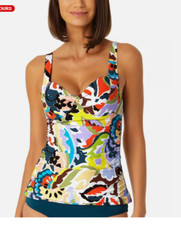 Anne Cole Women's Printed Twist-Front Underwire Tankini Top 32C / 34B 6579