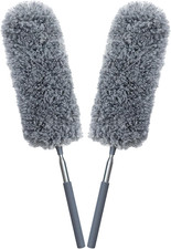 2 Pack Mini Microfiber Feather Duster for Cleaning, with Extendable Pole, Hand W