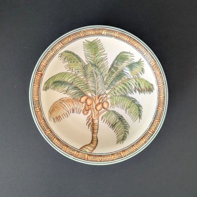 Andrea By Sadek Trade Winds Coconut Palm Tree Decorative Bowl 9.75'' Wide VTG