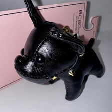 Natasha Black PU Leather French Bulldog Bag Charm Keychain