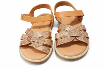 Cat & Jack Toddler Girl Sandals Size 6 Gold Glitter Bow Ankle Strap New with Tag