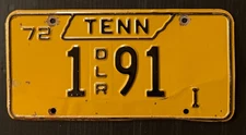 Rare Vintage 1972 Tennessee DEALER License Plates 1-91