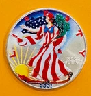 2001 Painted Colorized American Eagle Dollar 1 Oz. .999 Silver