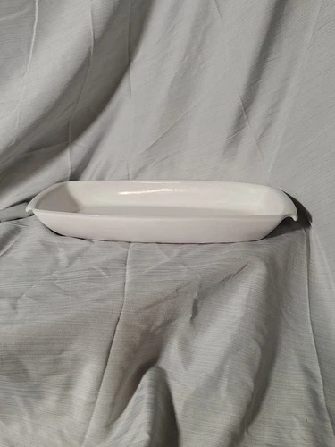 Vntg White Frankoma Pottery - Oblong Serving Platter-Plainsman/ Sapalpa/Clay