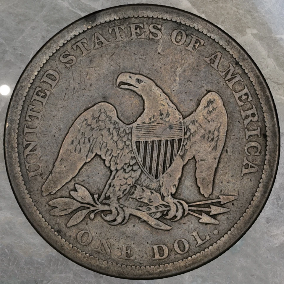 Dólar libertad sentada 1861 - moneda clave - menos stock (fecha de venta: 11.06-11.12) Foto 2 de 2