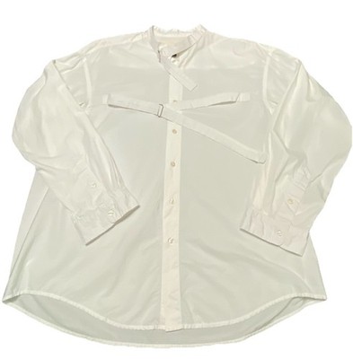 R13 Women s Sz L Seamless Button Up Classic White Shirt With Straps 100% Cotton