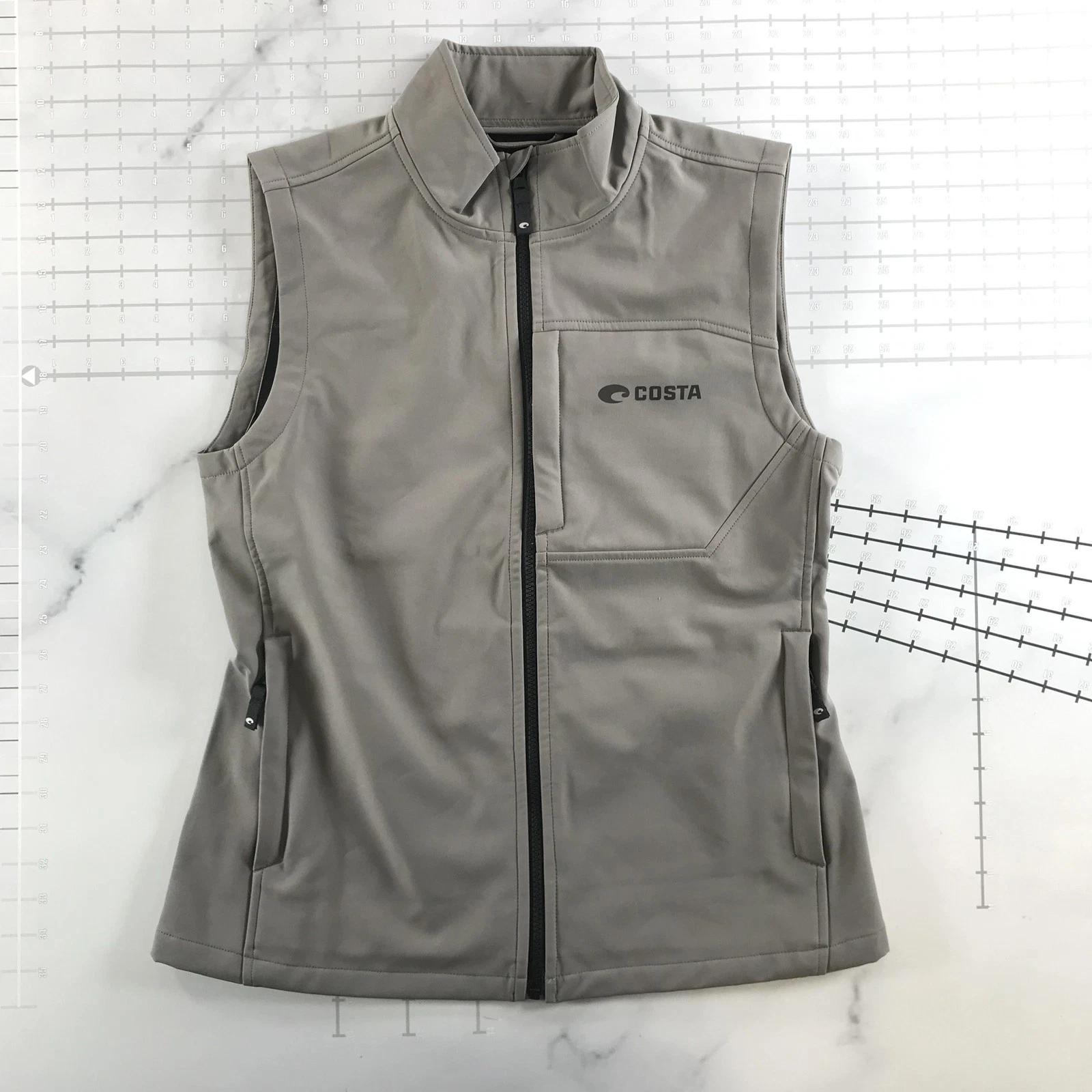 Costa Vest Mens Medium Gray Water-Resistant Insulated Storm Gray FQA500201X