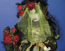 CREEPY GOTH BRIDE DOLL BRUNETTE 18" HALLOWEEN PROP ZOMBIE UNDEAD