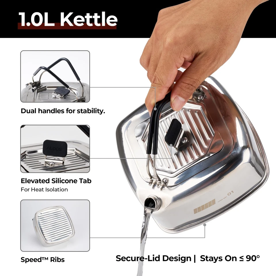 Juego de utensilios de cocina de camping olla de acero inoxidable sartén antiadherente de 7 pulgadas hervidor de agua portátil Foto 4 de 4