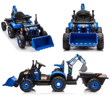 24V Kid Ride-On Electric Excavator Tractor Bulldozer Truck 4in1 Remote LED Music
