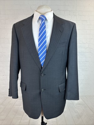 YSL Yves Saint Laurent Men Suit 41R 32X29 Dark Gray Striped 100